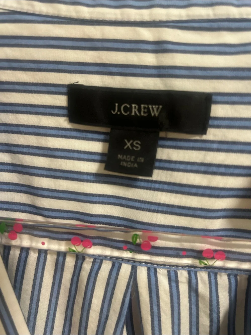 J. Crew Navy and White Striped V-Neck Popover Blouse XS